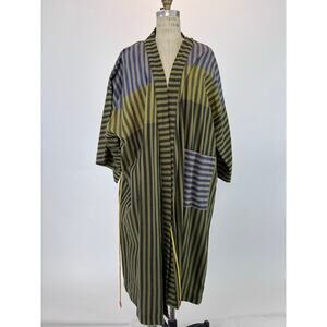 VTG Artisan Striped Kimono Robe Jacket Boho Minimalcore Lagenlook OS